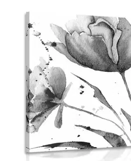 Černobílé obrazy Obraz nádherné černobílé tulipány v zajímavém provedení