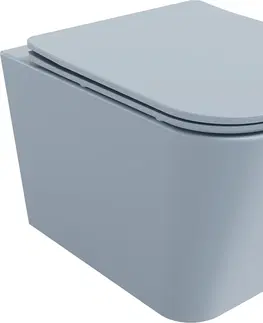 Záchody MEXEN Teo Závěsná WC mísa Rimless včetně sedátka s slow, Duroplast, šedomodrá mat 30854069