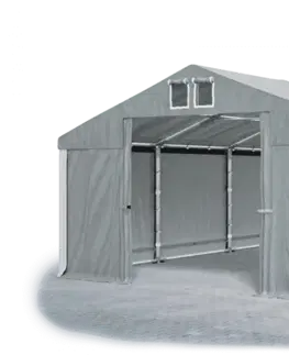 Zahrada Skladový stan 5x10x2,5m střecha PVC 560g/m2 boky PVC 500g/m2 konstrukce ZIMA PLUS Šedá Šedá Bílá