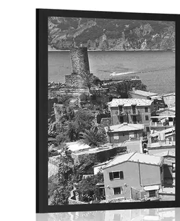 Černobílé Plakát černobílé pobřeží Itálie