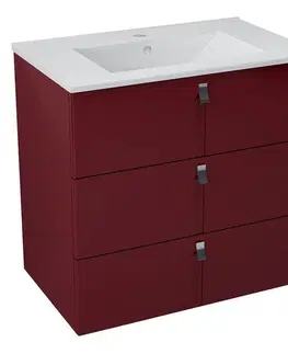 Koupelnový nábytek SAPHO MITRA umyvadlová skříňka, 3 zásuvky, 89,5x70x45,2 cm, bordó MT113