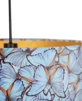 Zavesna svitidla Závěsná lampa s velurovým odstínem motýly se zlatem 50 cm - Combi