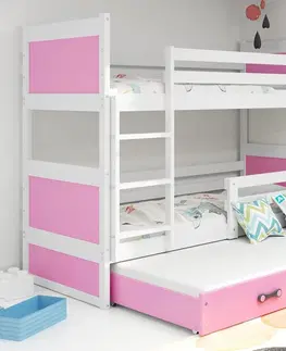 Postele BMS Dětská patrová postel s přistýlkou RICO 3 | bílá 80 x 160 cm Barva: Bílá