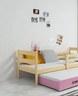 Postele BMS Dětská postel s přistýlkou Eryk 2 | borovice Barva: Borovice / růžová, Rozměr: 200 x 90 cm
