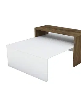 Konferenční stolky Kalune Design Konferenční stolek Glow ořech/bílý
