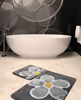 Koupelnové předložky L'essentiel Sada 2 kusů koupelnových předložek Flower šedá