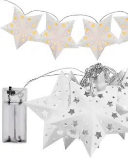 Vánoční řetězy a lamety Tutumi Vánoční LED světelný řetěz STARLIT s papírovými hvězdami 