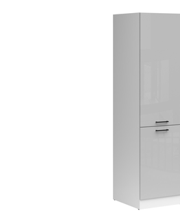 Kuchyňské linky JAMISON, skříňka 195 cm, pravá, bílá/světle šedý lesk 