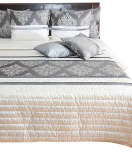 Luxusní přehozy na postel Luxusní přehoz na postel barokního designu v zlato šedé barvě