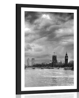 Černobílé Plakát s paspartou jedinečný Londýn v černobílém provedení