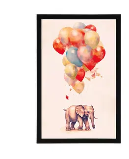 Zasněná zvířátka Plakát zasněný slon s balony