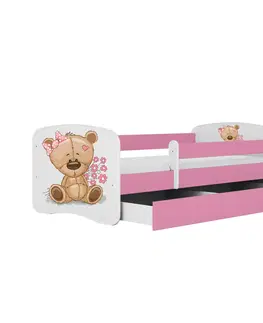 Dětské postýlky Kocot kids Postel Babydreams medvídek růžová, varianta 80x180, se šuplíky, bez matrace