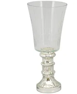 Svícny Skleněný svícen na stříbrné noze na čajovou svíčku Vitreous - Ø 10*23 cm Exner 239260