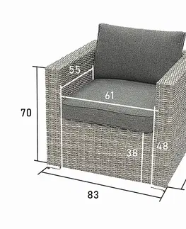 Zahradní židle a křesla DEOKORK Ratanové křeslo SEVILLA (šedá)