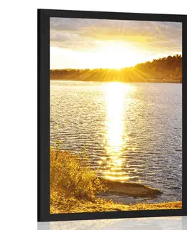 Příroda Plakát západ slunce nad jezerem