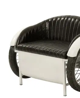 Pohovky Bílo-černá kovová designová pohovka ve tvaru auta Car - 127*99*80cm J-Line by Jolipa 30902