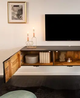 TV stolky LuxD Designový závěsný TV stolek Shayla 160 cm černé mango