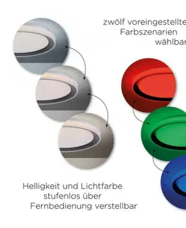 Chytré osvětlení LEUCHTEN DIREKT is JUST LIGHT LED stropní svítidlo kruhové černé s funkcí změny barev Smart Home MEDION RGB+3000-5000K