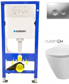 Záchody GEBERIT DuofixBasic s matným tlačítkem DELTA21 + WC CERSANIT CLEANON CITY 458.103.00.1 21MA CI1