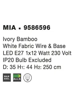 Retro závěsná svítidla NOVA LUCE závěsné svítidlo MIA závěsné svítidlo, kov a bambus, bílá barva E27 1x12W IP20 bez žárovky 9586596