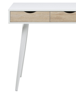 Psací stoly Dkton Designový psací stůl Nature 110 cm bílý dub