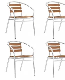 Zahradní křesla a židle Stohovatelné zahradní židle 4 ks stříbrná / hnědá Dekorhome