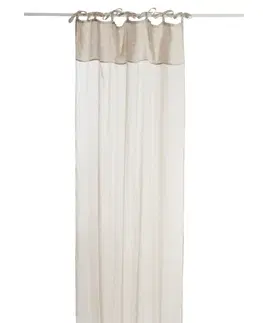 Záclony Béžový bavlněný voál / záclona na zavazování - 140*290cm J-Line by Jolipa 71645