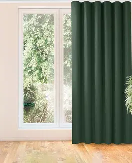 Záclony HOMEDE Závěs MILANA klasická transparentní vlnovka 7 cm zelený, velikost 140x175