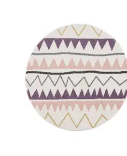 Dětské koberce Kvalitní dětský krémový koberec s barevným zig zag vzorem