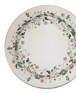 Talíře Porcelánový dezertní talířek s květy Flower fields - Ø 21*2 cm Clayre & Eef FWDP