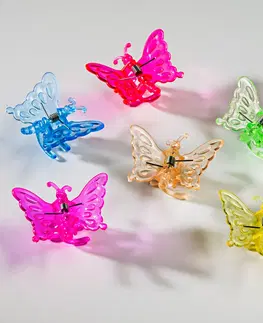 Drobné dekorace 6 květinových klipů "Motýl"