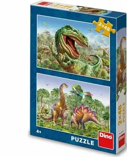 Puzzle Dino Puzzle Souboj dinosaurů, 2x48 dílků
