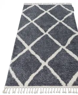 Koberce a koberečky Dywany Lusczow Kusový shaggy koberec BERBER CROSS šedý, velikost 80x250