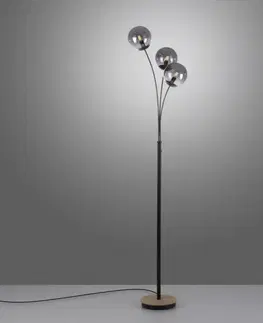 Stojací lampy ve skandinávském stylu LEUCHTEN DIREKT is JUST LIGHT stojací lampa dřevo kouřová barva páčkový vypínač IP20 do interiéru LD 11391-79