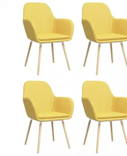 Židle Jídelní židle 4 ks látka / bukové dřevo Dekorhome Žlutá