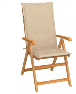 Zahradní židle Skládací zahradní židle s poduškami teak / látka Dekorhome Bílá / červená
