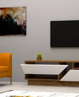 TV stolky Sofahouse Designový TV stolek Basye 160 cm ořech bílý
