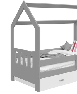 Postele Dětská postel SPECIOSA D3C 80x160 v barvě šedé se zásuvkou: bílá