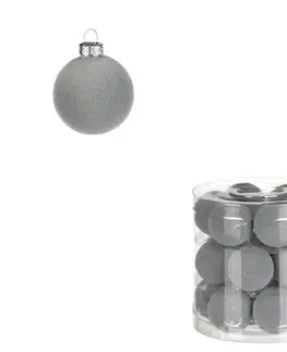Vánoční dekorace Vánoční plastové koule, sametové, šedivá barva. Cena za 1box/18ks.