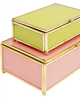 Dekorativní předměty KARE Design Krabička na šperky Neomi Green Pink (set 2 kusů)