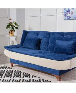 Pohovky a gauče Pohovka s lůžkem KELEBEK trojmístná tmavě modrá krémová