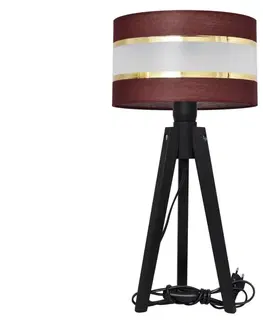Lampy  Stolní lampa HELEN 1xE27/60W/230V hnědá/zlatá/borovice 