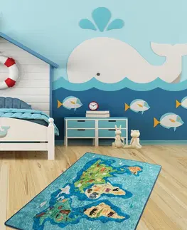 Koberce a koberečky Conceptum Hypnose Dětský koberec Mapa 140x190 cm modrý