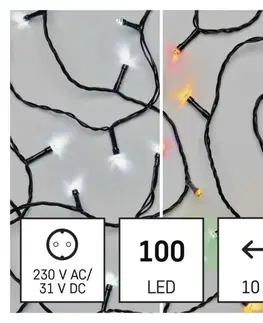 LED řetězy EMOS LED vánoční řetěz 2v1, 10 m, venkovní i vnitřní, studená bílá/multicolor, programy D4AJ01