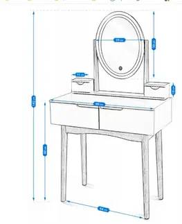 Toaletní stolky ArtJum Toaletní stolek WERRY 2 s oválným LED zrcadlem