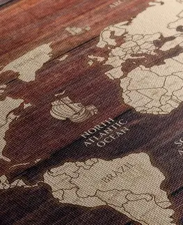 Obrazy mapy Obraz mapa na dřevě