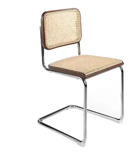 Luxusní jídelní židle Estila Ratanová jídelní židle Vita Naturale hnědá z masivu a oceli 84cm
