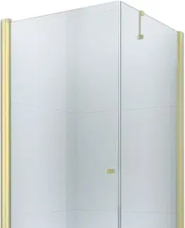 Sprchové vaničky MEXEN/S Pretoria otevírací sprchový kout 80x90 cm, sklo transparent, zlatý + vanička 852-080-090-50-00-4010