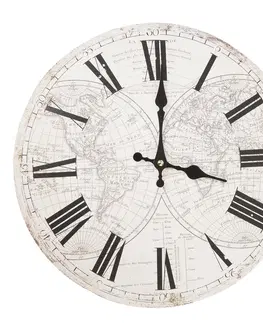 Hodiny Bílé hodiny s římskými číslicemi World - 34*4 cm / 1xAA Clayre & Eef 5KL0088