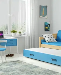 Postele BMS Dětská postel s přistýlkou DAWID | borovice 90 x 200 cm Barva: Modrá